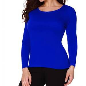 NEW ANGEL APPAREL long sleeve scoop neck tee in cobalt